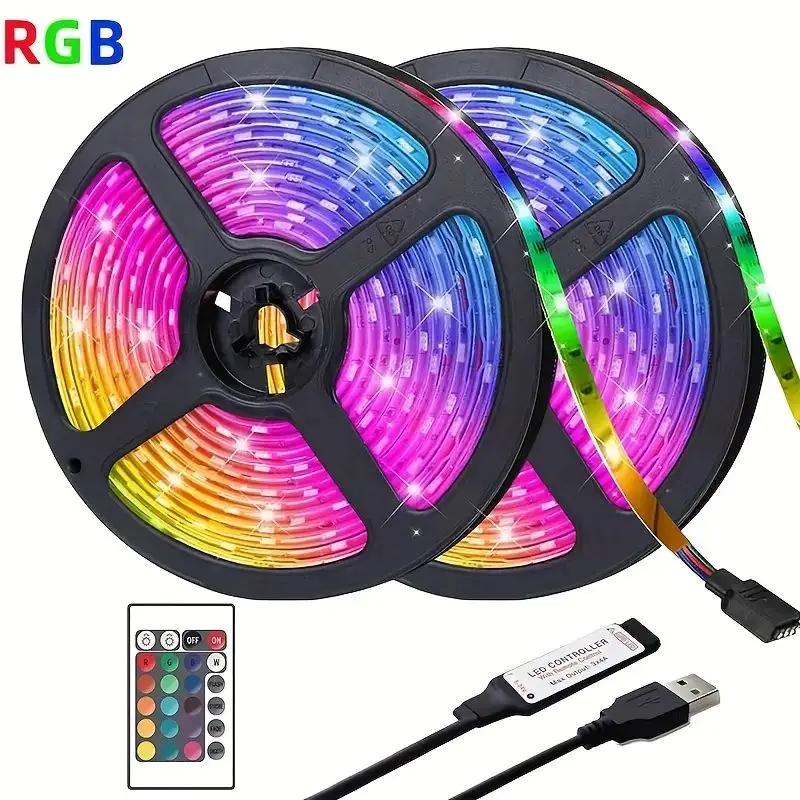 USB LED Ʈ Ʈ, RGB SMD5050, 24 Ű  罺, DIY TV Ʈ,   , ӹ ħ , 5V